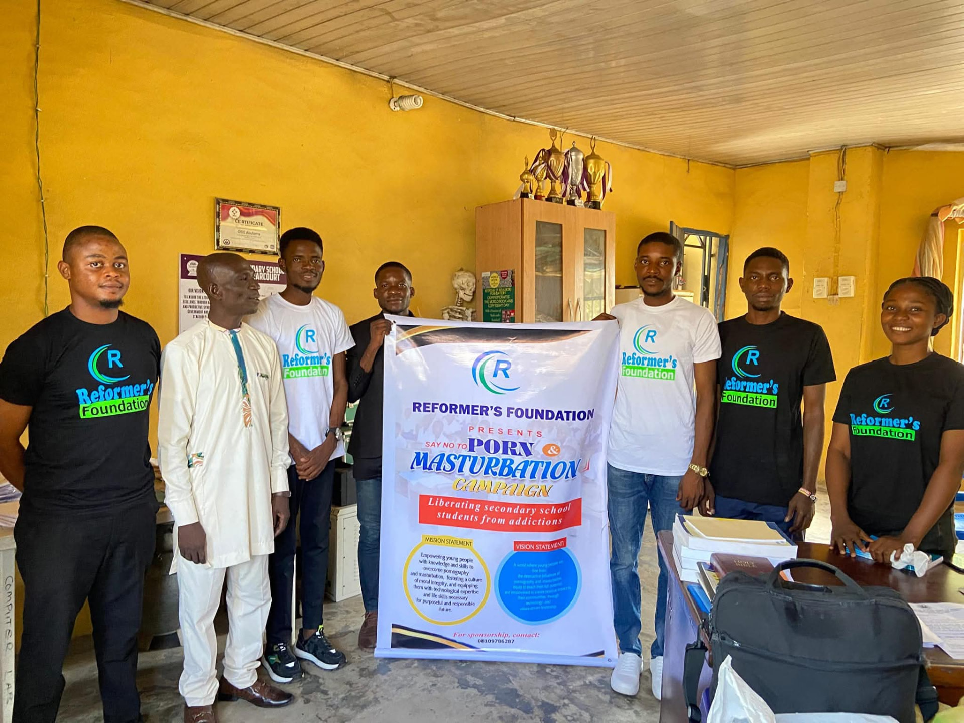 Reformer's Foundation team and volunteers at a school visit